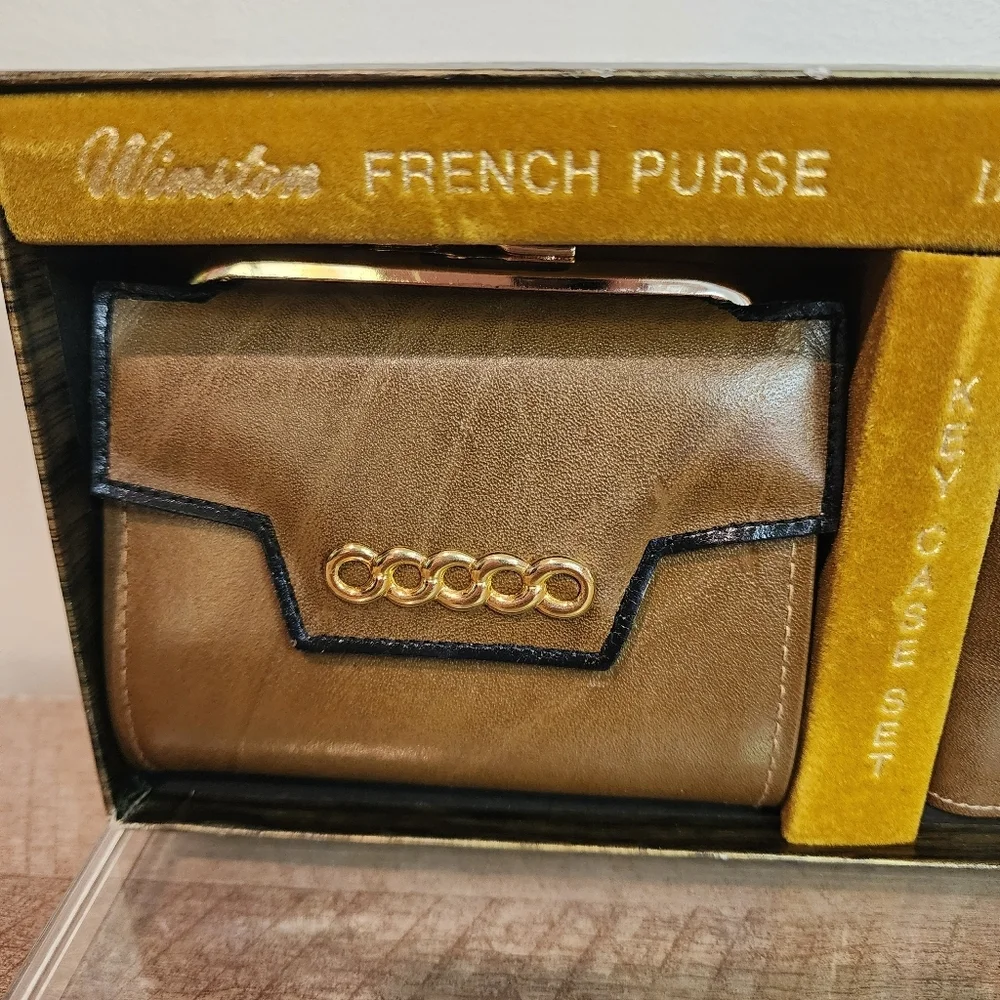 Vtg Winston Leather Bifold Western  Wallet French Purse Key Case  NOS Calfskin